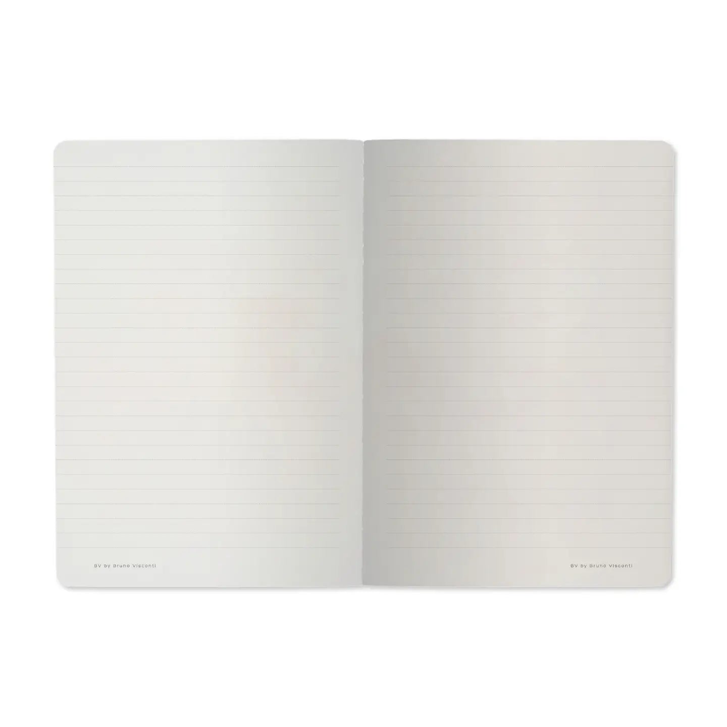 Open notebook with lined pages on a white background