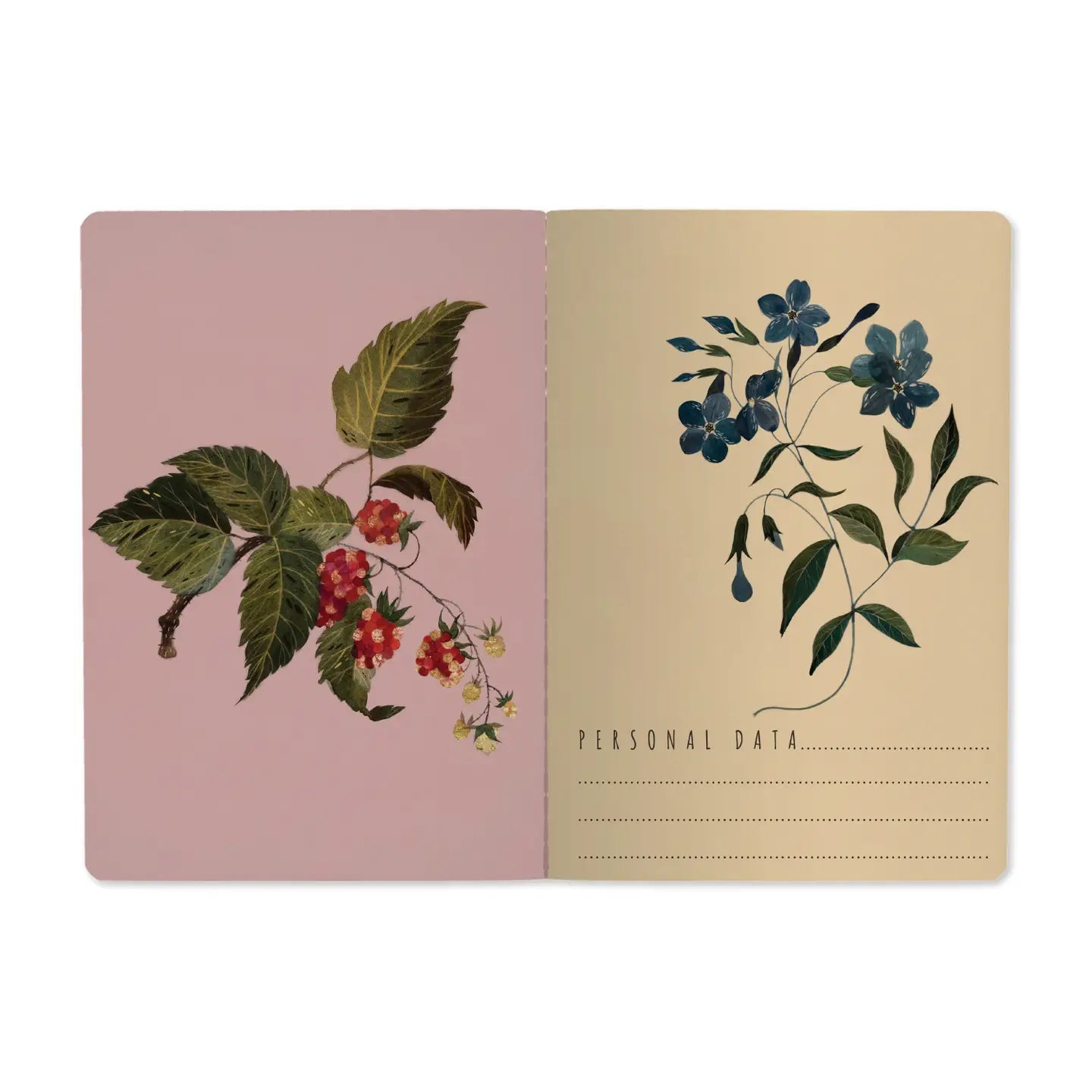 Notebook with floral design on pink and beige pages