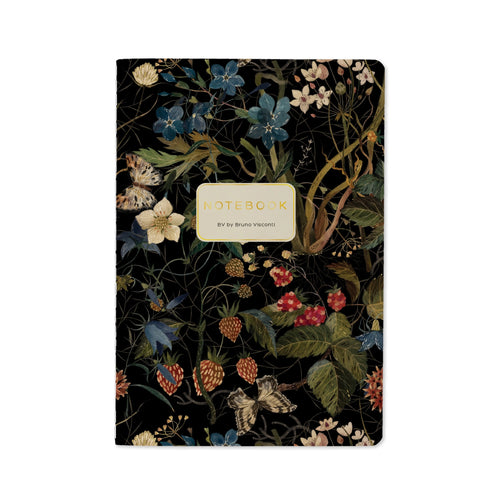 Floral notebook with a dark background